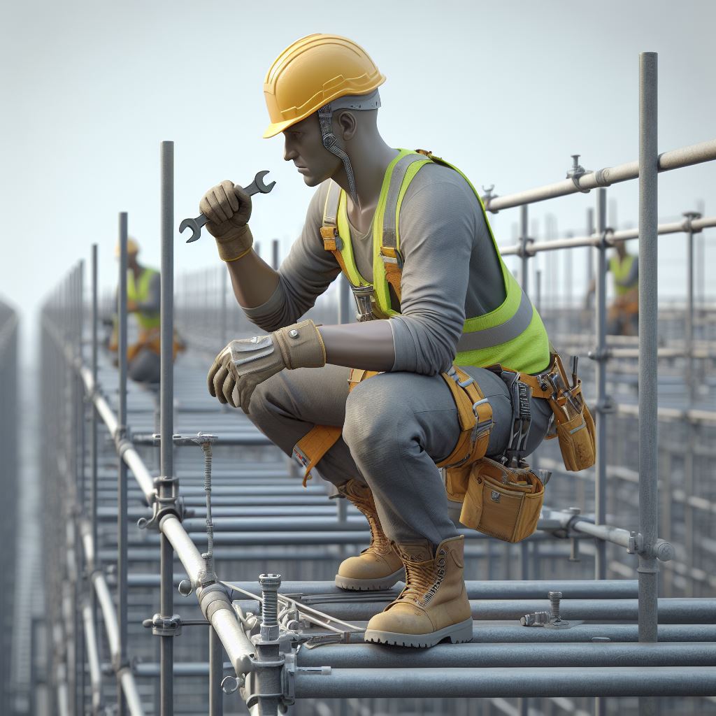 Pessoas trabalhando na indústria e sobre andaime1