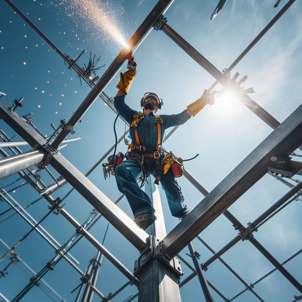 Pessoas trabalhando na indústria e sobre andaime13