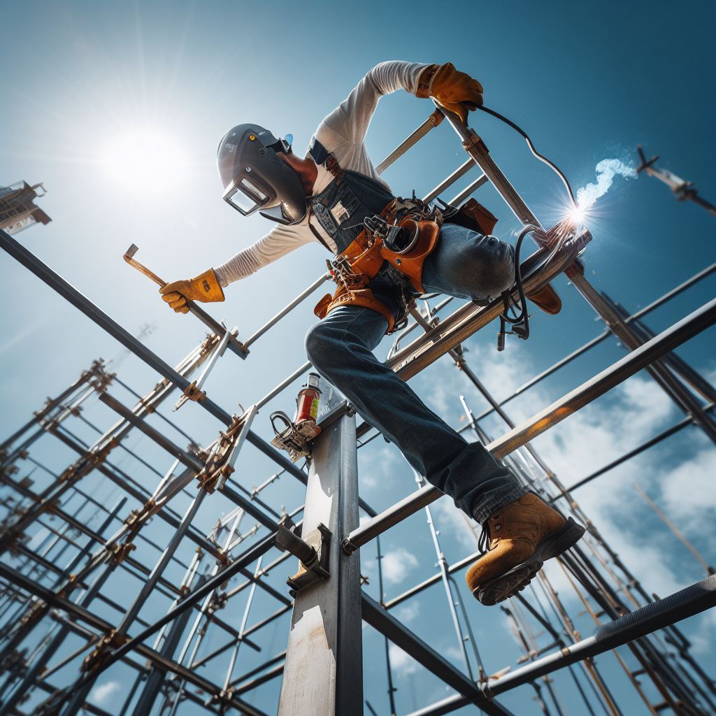 Pessoas trabalhando na indústria e sobre andaime15