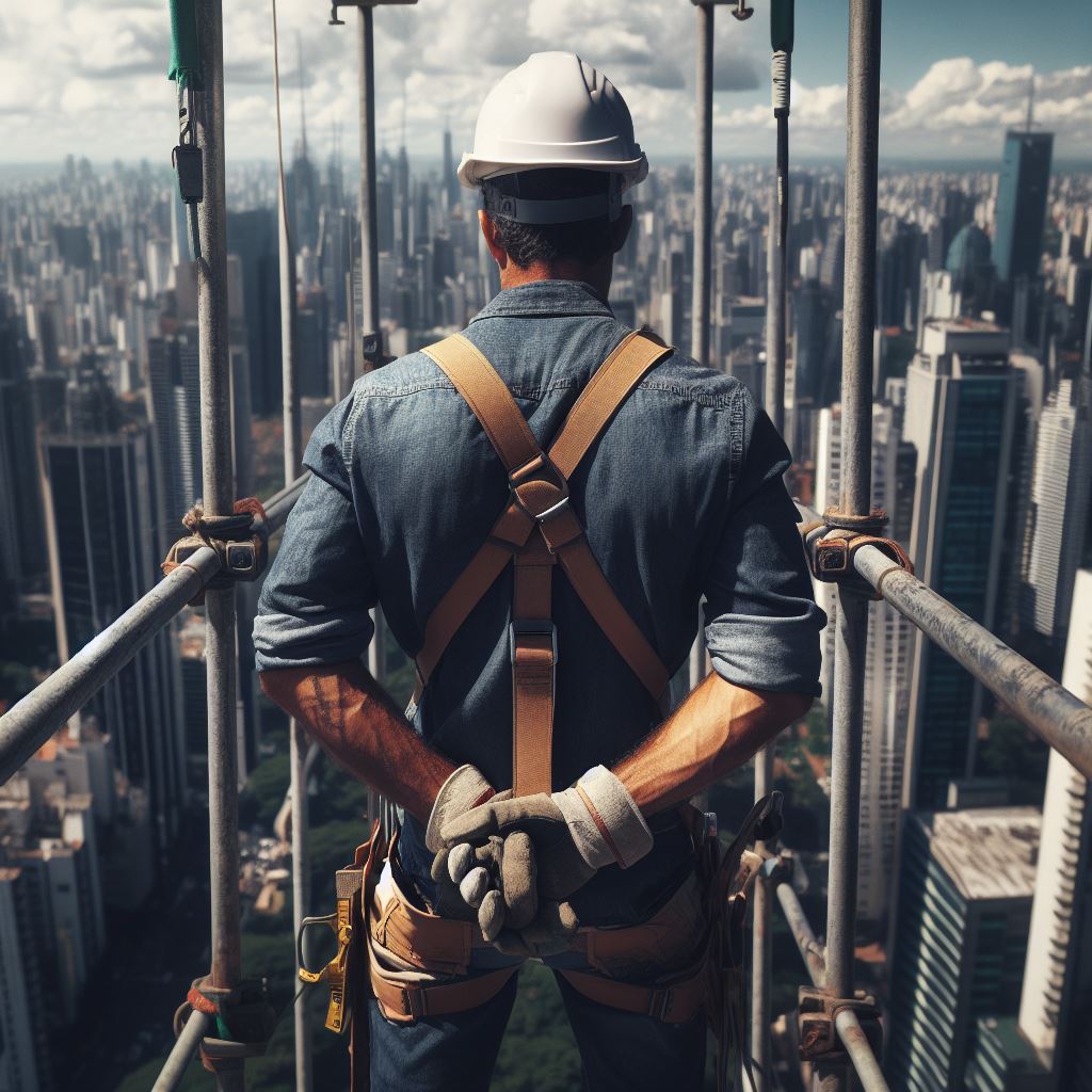 Pessoas trabalhando na indústria e sobre andaime2