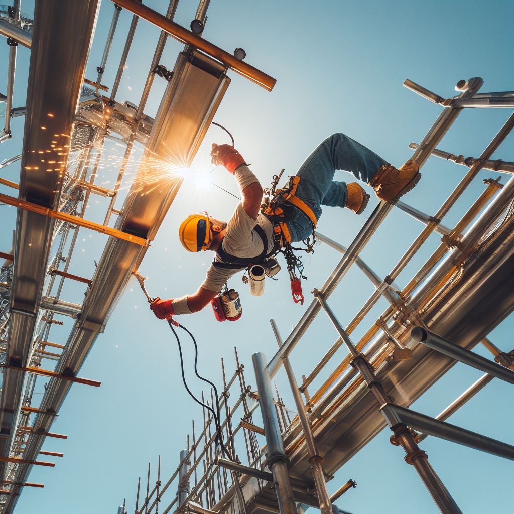 Pessoas trabalhando na indústria e sobre andaime4