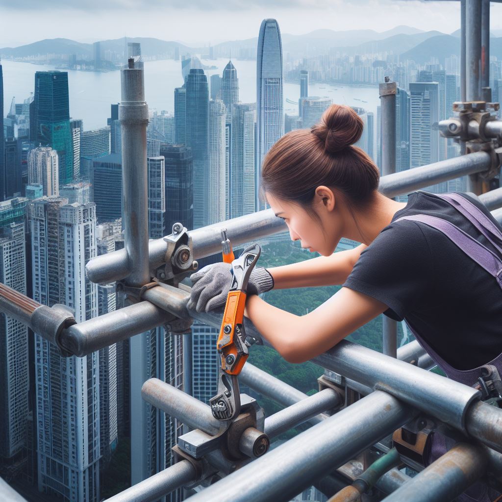 Pessoas trabalhando na indústria e sobre andaime5